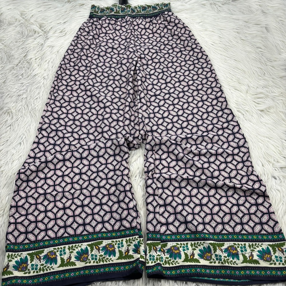 Painted Threads Women's L Mixed Print High Rise Boho Wide Leg Pants Resort Artsy